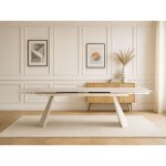Bobochic - table à manger extensible 180 à 260 cm romeo plateau pierre effet travertin Bobochic - table à manger extensible 180 à 260 cm romeo plateau pierre effet travertin