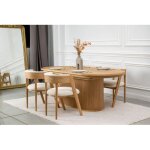 Bobochic - table � manger extensible 210 � 270 cm malmousque placage ch�ne massif marron clair