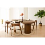 Bobochic - table � manger ronde extensible 110 � 210 cm prado placage ch�ne massif marron fonc�