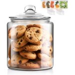 Bocal � biscuits en verre avec couvercle herm�tique, 3, 9l grande bocal avec silicone r�utilisable, pot ...