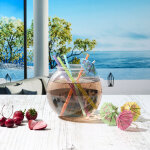 Bocal a cocktail 4 pailles et mini parasol m12