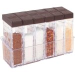 Bocaux � �pices en plastique avec plateau, ensemble de 6 bo�tes � �pices transparentes, r�cipients � ...