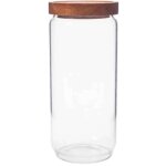 Bocal herm�tique pour grains de caf�, bocal de cuisine en verre, bocal en bois d'acacia avec couvercle, ...