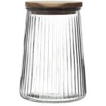 Bocal en verre 95cl avec bouchon acacia