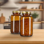 Bocaux en verre ambr� 400 ml, � large ouverture, fermeture herm�tique