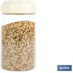 Bocal en verre borosilicat� avec couvercle beige, gamme laurel, 1000 ml