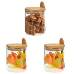 Bocaux en verre avec couvercles et cuillère en bambou, récipient à sucre en verre de 17 oz avec couvercles ... Bocaux en verre avec couvercles et cuillère en bambou, récipient à sucre en verre de 17 oz avec couvercles ...