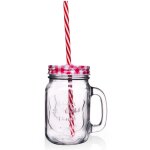 Bocal en verre avec couvercle et paille 450 ml