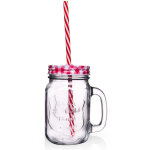 Bocal en verre avec couvercle et paille 450 ml