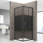 Saniverre - boha - line cabine de douche 90 x 90 cm h. 180 verre srigraphi ligne noire 6mm, portes ...