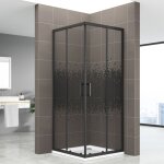Boha - pix cabine de douche 100x100 cm h. 190 verre s�rigraphi� pixel noir 6mm anticalcaire, portes coulissant ...