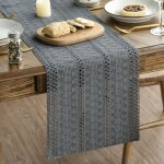 Boho chemin de table gris macrame 30 x 240 cm centre de table decoration en coton lin tissu boheme mariage ...