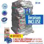 Bois de chauffage haute performance, ballot de 2 000 dm3 - bches de 30cm + allumage offerts