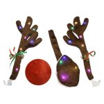 Bois de renne voiture, kit voiture avec lumi�res led, bois, nez, queue, d�corations no�l pour