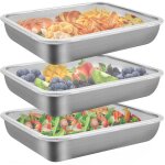 Bo�tes alimentaires inox - lot de 3 r�cipients herm�tiques avec couvercle �tanche - id�al pour cuisine ...
