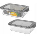 Bo�te alimentaire rectangulaire en verre r�sistant � la chaleur 1 l gris