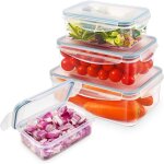 Bo�te alimentaire set, 4 pi�ces bo�tes alimentaires plastique r�utilisables avec couvercles herm�tiques, ...