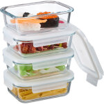 Relaxdays - botes alimentaires en verre, lot de 4, couvercle hermtique en plastique, 640 ml, rcipients, ...