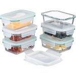 Relaxdays - botes alimentaires en verre, lot de 6, couvercle hermtique en plastique, 370 ml, rcipients, ...