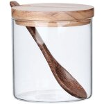 Boîte d'assaisonnement avec couvercle en bois, outils de cuisine, verre, sucre, lait en poudre, épices, ... Boîte d'assaisonnement avec couvercle en bois, outils de cuisine, verre, sucre, lait en poudre, épices, ...