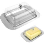 Bo�te � beurre, beurrier en acier inoxydable, beurrier avec couvercle et poign�e, pour 250 g de beurre, ...