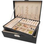 Boite a bijoux 2 niveaux coffret bijoux femme jewelry organizer pu cuir rangement bijoux pour boucle ...