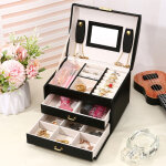 Bo�te � bijoux 3 couches, bo�te � bijoux de voyage bo�te � bijoux pour femmes avec miroir, bo�te � bijoux ...