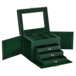 Bo�te � bijoux 4 niveaux, �crin � accessoires, coffre de rangement, avec poign�es, 3 tiroirs, miroir, ...