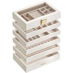 Boîte à bijoux avec 4 plateaux empilables coffret à bijoux spacieux couvercle en verre 17 x 28 x 183 ... Boîte à bijoux avec 4 plateaux empilables coffret à bijoux spacieux couvercle en verre 17 x 28 x 183 ...