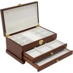 Bo�te � bijoux en bois massif � 3 couches avec serrure et miroir pour bijoux, colliers, bagues, boucles ...