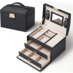 Bo�te � bijoux, bo�te a bijoux cadeau, rangement bo�te � maquillage, boite a bijoux de voyage � 3 couches ...