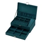 Bote  bijoux, coffre  bijoux, prsentoir,  2 niveaux, avec 1 tiroir et 1 cl, pour bagues, montres, ...