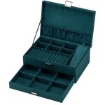 Bote  bijoux, coffre  bijoux, prsentoir,  2 niveaux, avec 1 tiroir et 1 cl, pour bagues, montres, ...