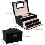 Bo�te � bijoux, coffret � bijoux avec miroir et 2 tiroirs, rangement bijoux coffret bijoux verrouillable ...