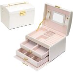 Bo�te � bijoux coffret pour bijoux � montre � maquillage, bijoux et cosm�tique beauty case, doublure ...