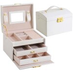 Bote  bijoux en cuir pu  trois couches blanche