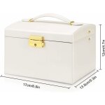 Bote  bijoux, tui  bijoux avec 3 niveaux en cuir pu verrouillable pour montres, bagues et chanes ...