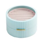 Boîte à bijoux, petit Étui de voyage portable, boîte de rangement pour bagues(bleu) Boîte à bijoux, petit Étui de voyage portable, boîte de rangement pour bagues(bleu)