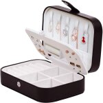Bote  bijoux portable avec miroir pour colliers, bracelets, bagues, boucles d'oreilles noir - sollbry ...