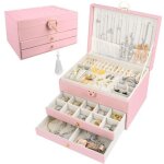 Boite a bijoux, rangement bijoux 3 niveaux boite a bijoux fille, boite � bijoux femme boite rangement ...