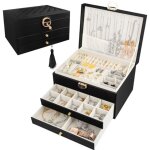 Boite a bijoux, rangement bijoux 3 niveaux boite a bijoux fille, boite � bijoux femme boite rangement ...