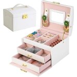 Boite a bijoux, rangement bijoux boite a bijoux femme, bote  bijoux en cuir pu avec 2 tiroirs, coffre ...