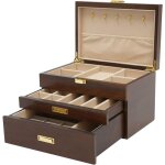 Bo�te � bijoux rectangulaire avec 2 tiroirs, en panneau de densit�, doublure en peluche, bo�te � bijoux ...