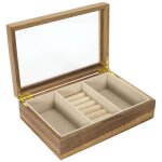 Bo�te � bijoux en verre et bois massif - rangement �legant pour bijoux - design naturel - parfaite pour ...