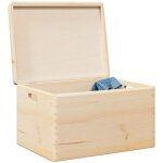 Bo�te en bois avec couvercle et poign�es - coffre de rangement - stockage rangement bois de pin massif ...