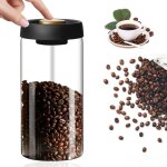 Bote  caf hermtique de 1800 ml, rcipient  caf en verre, bote  caf pour grains de caf, bocaux ...