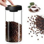 Boîte à café hermétique de 1800 ml, récipient à café en verre, boîte à café pour grains de café, bocaux ... Boîte à café hermétique de 1800 ml, récipient à café en verre, boîte à café pour grains de café, bocaux ...