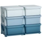 Boite et casier de rangement pour outils - commode 6 tiroirs plastique bleu organisateur de jouets pour ...