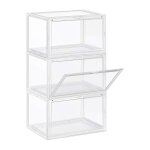 Songmics - botes  chaussures, lot de 3, coffre de rangement, empilable, avec porte, en plastique pointure ...