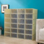 Bo�tes � chaussures empilables, lot de 24 bo�tes de rangement, rangement chaussures, pliable, pour ranger ...